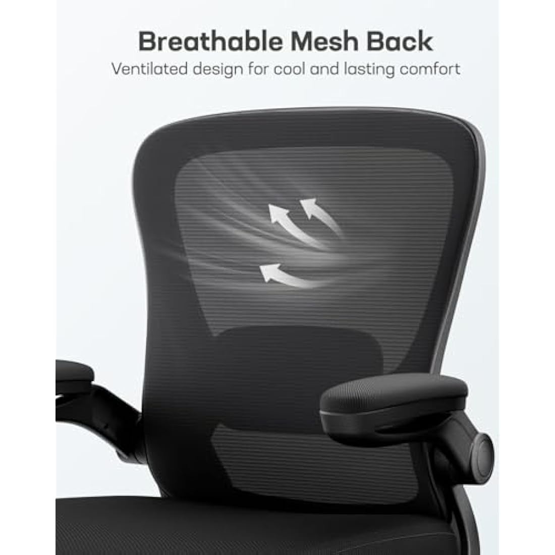 Marsail Ergonomic Office Chair: Ergonomic Desk Chair with Adjustable 3D Lumbar Support, Desk Chair Comfy with Flip-up Armrests, 90-120° Tilt Lock and Thick Cushion，300 LBS, Ebony