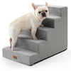 COZY KISS Wide Dog Stairs for Small Dogs, 19.7" Width Pet Stairs for High Bed Car, 60 cm High Non-Slip Dog Steps for Old Cats, Puppies, Small Medium Dogs, 75x50x60cm, 5 Tiers, Grey
