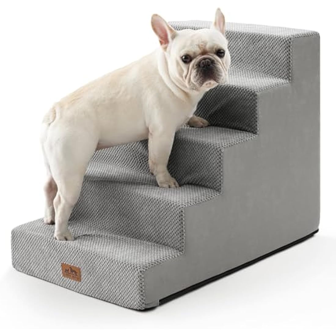 COZY KISS Wide Dog Stairs for Small Dogs, 19.7" Width Pet Stairs for High Bed Car, 60 cm High Non-Slip Dog Steps for Old Cats, Puppies, Small Medium Dogs, 75x50x60cm, 5 Tiers, Grey