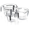 Arendo Set of Glass Measuring jugs, 250ml, 500ml, 1000ml (0.2l 0.5l 1l), Glass Measuring Cup, Transparent Borosilicate - Measuring jug, Accurate Scales, Microwave Safe
