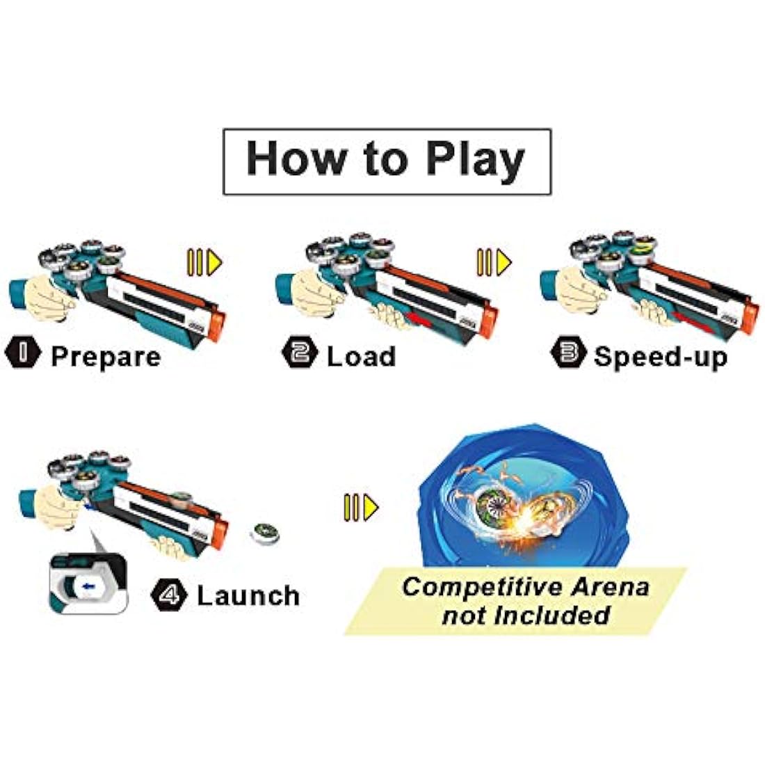 OBEST Battling Tops Gyro Burst Evolution with Engine Launcher & 6 pcs Spinning Tops for Kids Children (Blue)