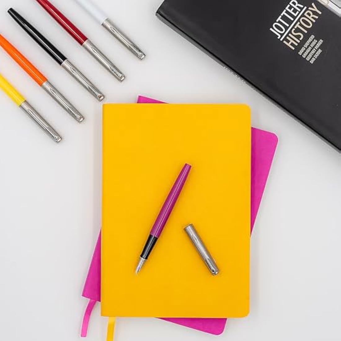 Parker Jotter Originals Fountain Pen | Classic Red Finish | Medium Nib | Handwriting Pens & Stationery Supplies | Blue & Black Ink