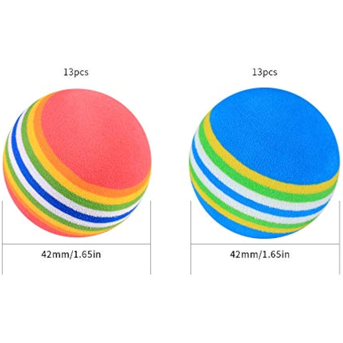 Xiaomoyu 26 Pcs Sponge Practice Golf Balls Training Balls, Rainbow Soft Foam Garden Golf Ball for Indoor, Outdoor Practice - Red/Blue