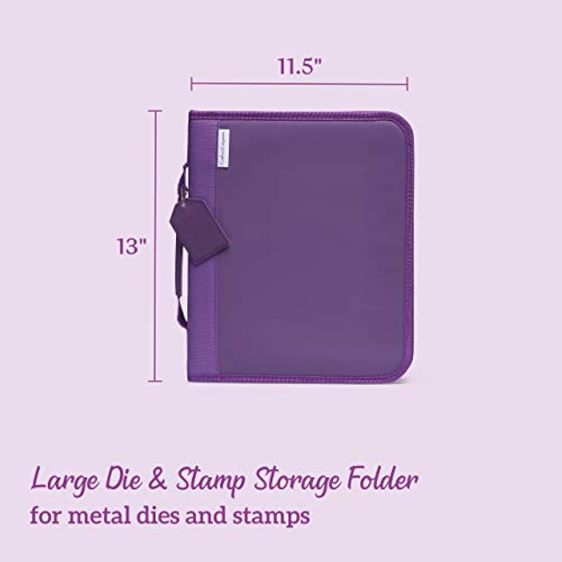 Crafter’s Companion Metal Die & Stamp Storage Folder Large - Holds Panels 9” x 11” - Includes Zip Closure Perfect for Crafting on The Go, Purple