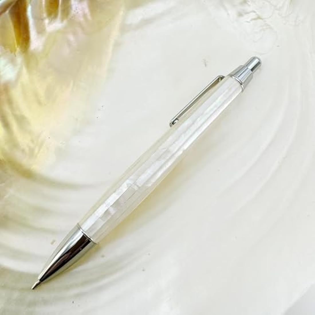LACHIEVA LUX Mother of Pearl Mechanical Pencil 0.7mm, Elegant Metal Pencil for Drawing and Sketching, Includes 12 Lead Refills