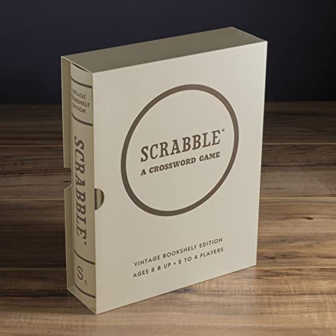 WS Game Company Scrabble Linen Vintage Bookshelf Edition - Wooden Tiles, Vintage 1948 Game Board, Ages 8+ - For 2 to 4 Players