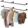 OROPY Industrial Pipe Clothes Rail, Set of 2, 167cm Wall Mounted Detachable Retro Metal Clothing Rail for Hanging Clothes, Heavy Duty Clothes Rail for Bedroom Storage, Black (3 Base)