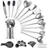 ReaNea Stainless Steel Kitchen Utensils Set 40 Pieces, Cooking Utensil Set with Utensils Holder, Kitchen Gadgets Kitchen Essentials New Home, House, Appartment Must Have, Metal Spatula Set