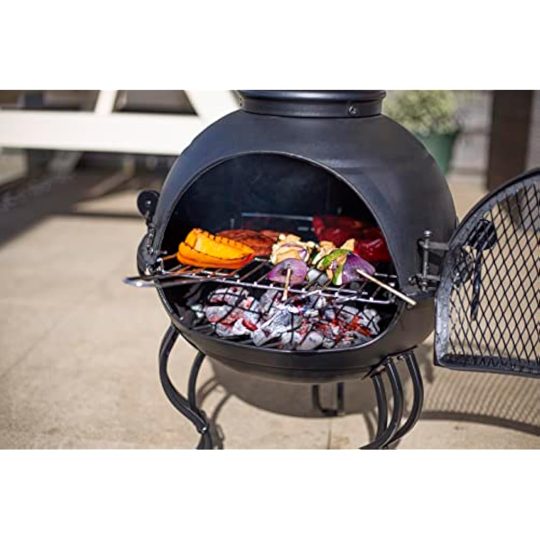 MURCIA LARGE STEEL CHIMENEA WITH GRILL
