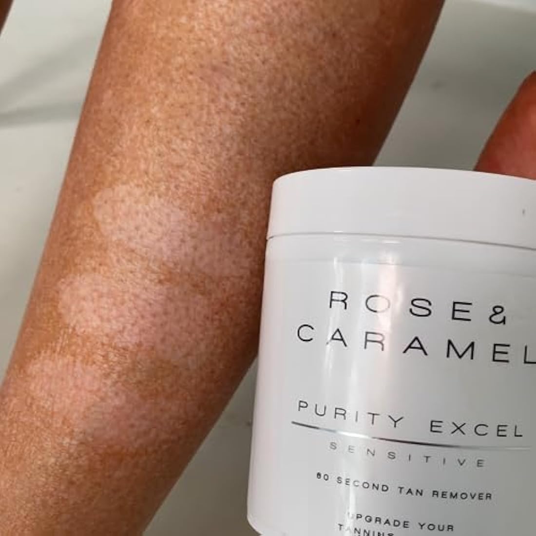 Rose & Caramel Purity Excel Sensitive 60 Second Fake Tan Remover. Kind To Skin, Fragrance Free, Express Exfoliating Self Tan Eraser, (440g)
