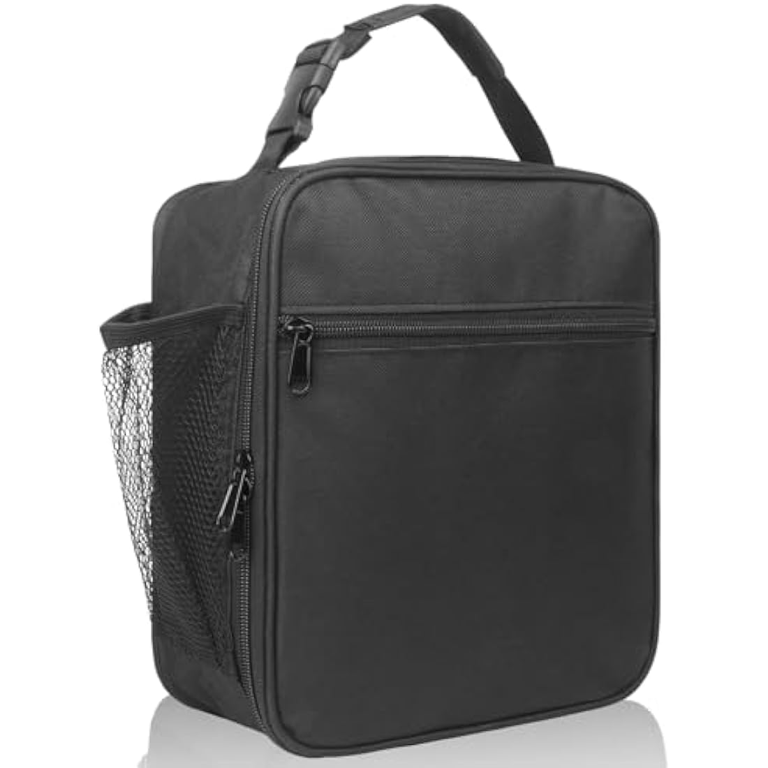 TIECHI Insulated Lunch Bag with Side Mesh Pocket, Thermal Packed Lunch Box for Adults/Kids/Men/Women, Water-Resistant Leakproof Cool Bag for Work/School/Picnic/Outdoor(Black)