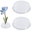 WANDIC Flower Frog, 2 Pcs Round Clear Plastic Ikebana Kenzan Frog Japanese Holder with 3 Suckers for DIY Craft
