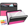 TRANBO 13 Pockets Expanding File Folder with Zipper Closure, A4 Plastic Document Wallet Organizer with Handy Front Pocket for Personal Office Stationary Storage