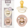 BIBS Colour Soother 2-Pack, BPA Free Dummy Pacifier, Round Nipple. Natural Rubber Latex, Size 2 (6-18 Months), Ivory/Blush