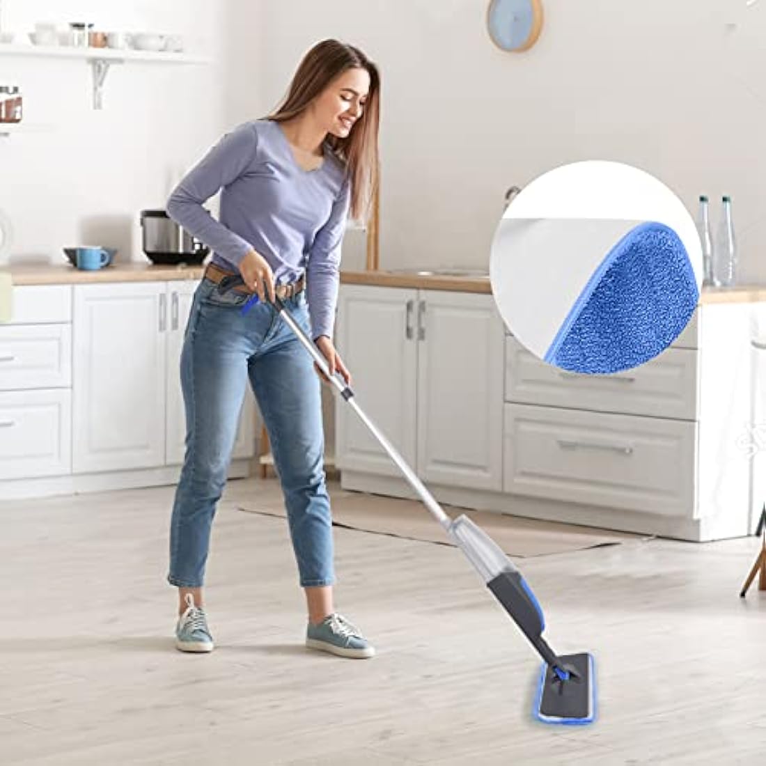 Mop Pads, ILAVCOOL 6 PCS Microfiber Mop Cleaning Pads Replacement Mop Pads Suitable for Wet and Dry Mops and All Spray Mops & Reveal Mops Washable