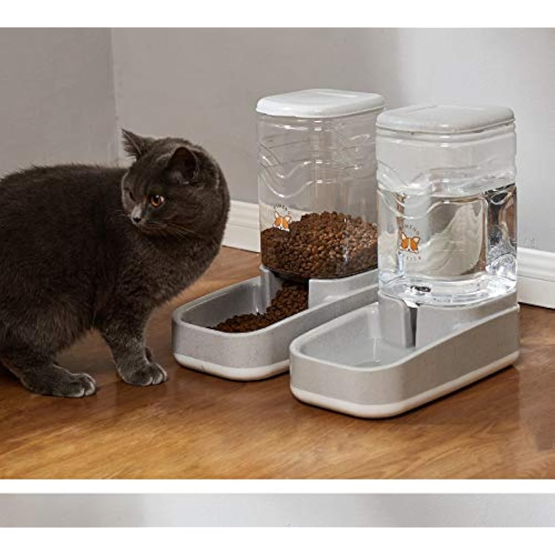 Old Tjikko Automatic Feeder and Waterer Set, Dog Cat Food Feeder and Water Dispenser 3.8L, Gravity Pet Feeder for Small Medium Big Pets