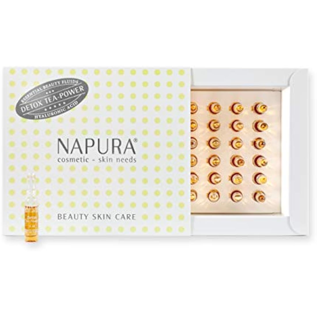 NAPURA Ampoules Detox Tea Power, Hyaluronic Facial Treatment, Care and Protection for Your Skin, Face Care for Dry Skin, 30 x 2 ml