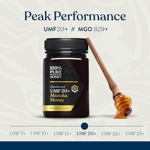 Manuka Honey 100% Pure New Zealand UMF 20+ MGO 826+ Raw & Unpasteurised Certified Award Winning Silky Smooth Taste & Texture 250g (UMF 20+)