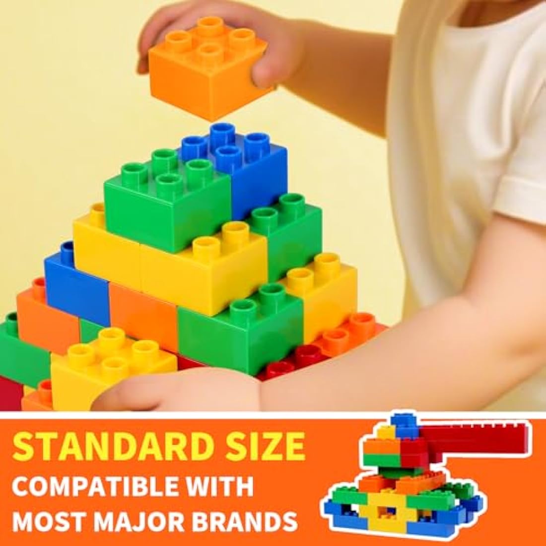 HIUME Large Building Block Set, 100 Building Blocks, Compatible with Duplo Building Bricks, Suitable for Children Aged 3 4 5 6 Years, A Great Building Block Gift for Boys and Girls.