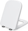 Pipishell Square Toilet Seat, Soft Close Seat White with Quick Release, Simple Top Fixing, Heavy Duty UF Material Anti-Bacterial Seats Stainless