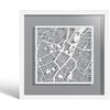 O3 DESIGN STUDIO Stuttgart Paper Cut Map framed, White map, White frame, 9x9 inches, Gift Boxed, 4 background color, self-changing, Paper Art