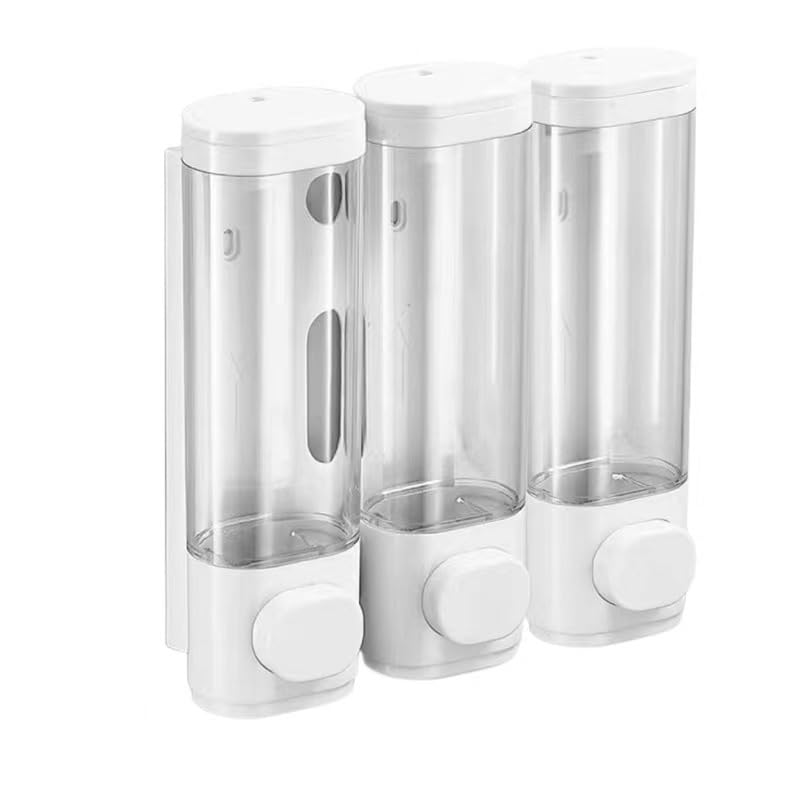 Wall-mounted automatic soap dispenser for Shampoo, hand Soap, Toothpaste, and Liquid, 300ml X 3, Plastic, Suitable for Bathroom, Kitchen, Hotel