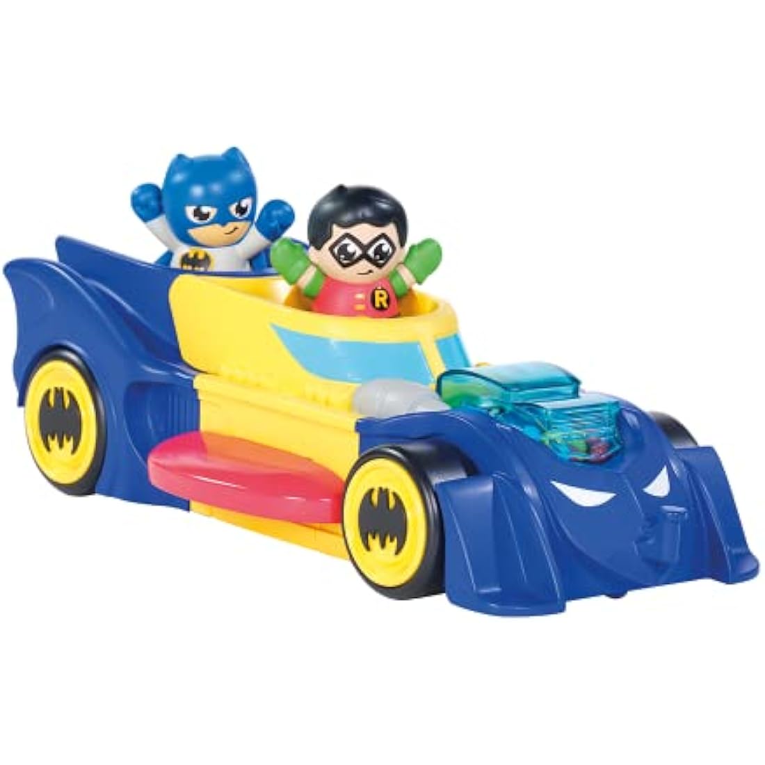 Toomies DC Comics BATMAN E73262 3 in 1 Batmobile from Vehicle Transforms into Mini Batmobile and Jet – Engine Popping Effect – Flywheel Drive Push Along – From 12 Months