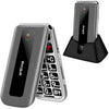 artfone F30 4G Unlocked Basic Mobile Phone for Seniors丨Flip Phone丨SIM Free Big Button Senior Mobile Phone丨2.4" Display丨 SOS Button丨Speed Dial丨Charging Dock丨FM丨Torch丨1300mAh Battery - Silver Grey