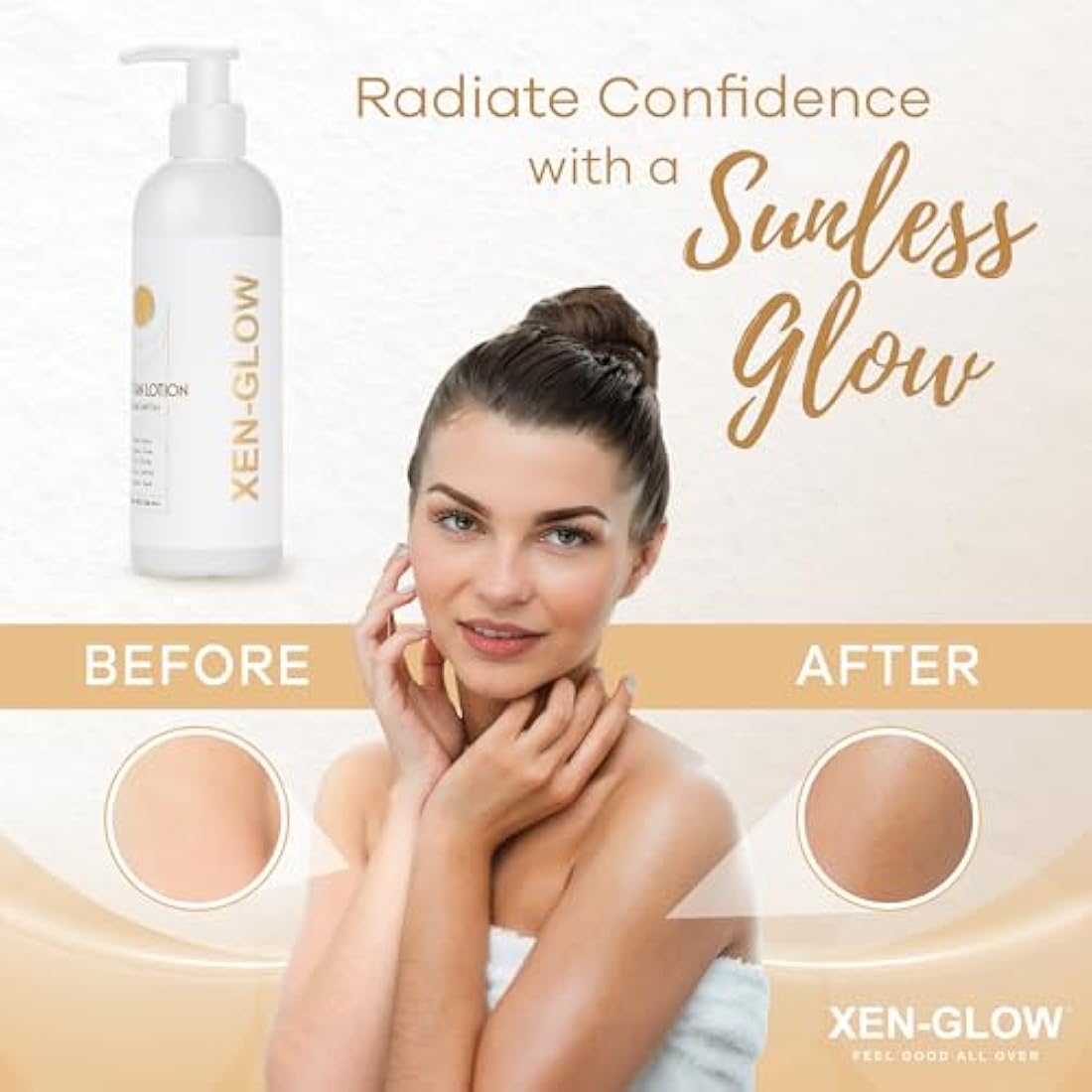 XEN-GLOW Dark Self Tanning Lotion - Hydrating Olive Self Tan for Face & Body – Fast drying Dark Fake Tan Lotion with Vitamin C, Vitamin E, & Aloe Extract, Long lasting & Streak free Application, 236ml