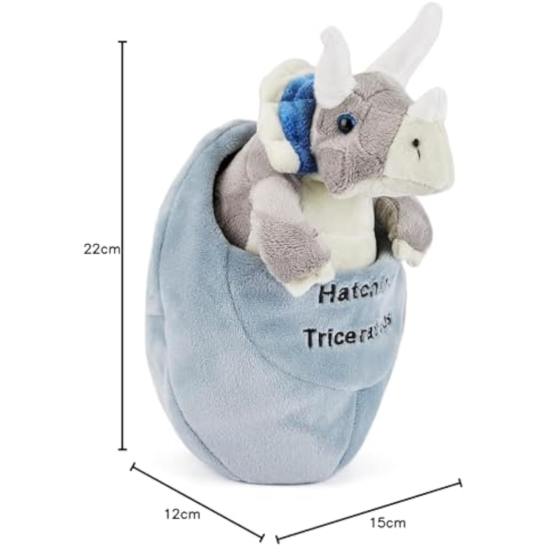 Zappi Co Plush Children's Stuffed Soft Cuddly Plush Toy-Part of Safari Animals Collection, Perfect for Kids (15cm Height)(Easter Egg Triceratop Dinosaur)