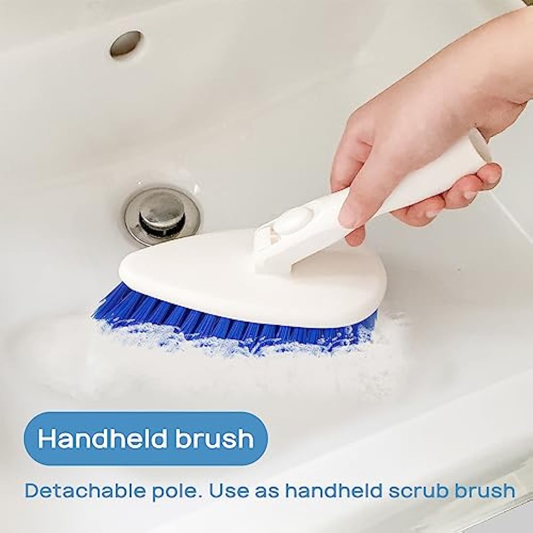 Qaestfy Shower Cleaning Brush and Scrubber Scourer Combo with 51'' Detachable Long Handle Tub and Tile Shower Bathroom Cleaner Scrubber Brush Cleaning Tools for Shower Bath Bathtub Tub Cleaning