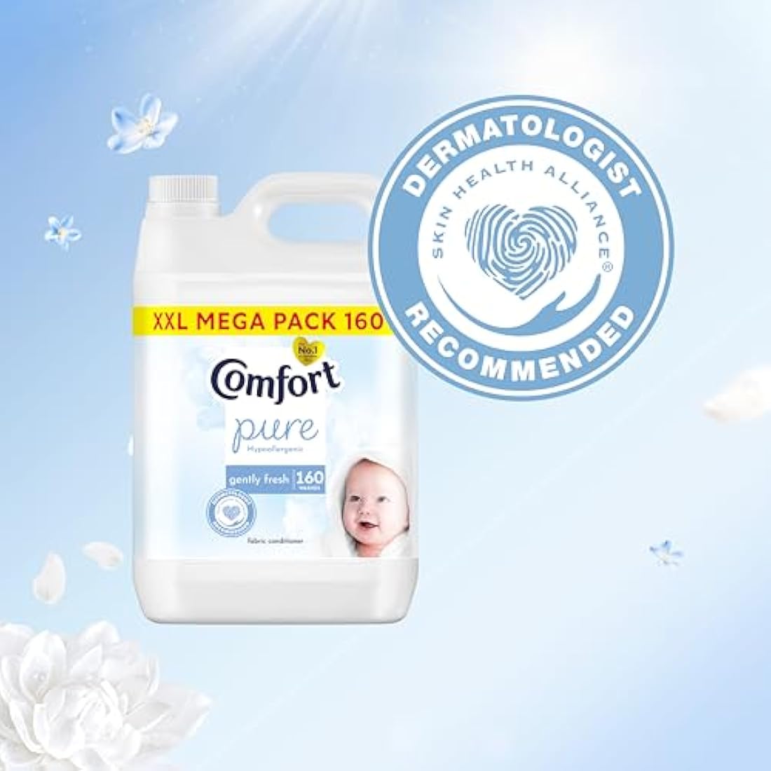 Comfort Pure Sensitive Fabric Conditioner dermatologically tested gentle next to sensitive skin 160 washes (4.8 L)