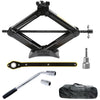 LEADSTAND Scissor Jack is 2tons, It Can Be Used With Electric Drill, Suitable for Cars and SUV Universal Car Emergency Kit with Lug Wrench (Scissor Jack + Lug Wrench + glove(2Ton))
