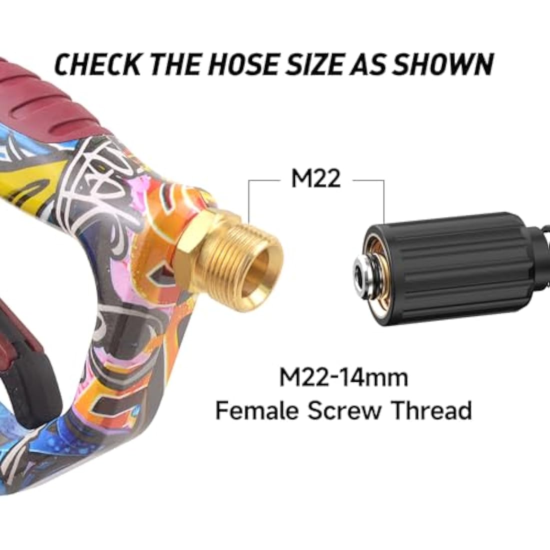 OHAYORI Pressure Washer Gun Heavy-Duty Trigger Gun with 5 Quick Release Spray Nozzles, M22-14mm Adaptor Inlet & 1/4'' Quick Connect Outlet Short Gun,4000PSI Colorful Power Wash Handle for Car Cleaning