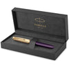 Parker 51 Fountain Pen | Deluxe Plum Barrel with Gold Trim | Fine 18k Gold Nib with Black Ink Cartridge | Gift Box