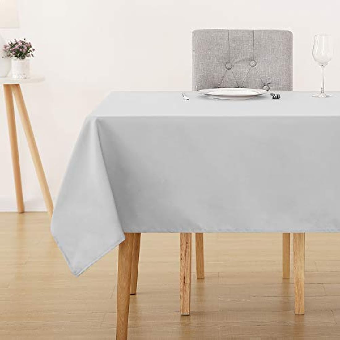 Deconovo Oxford Decorative Water Resistant Wipeable Table Cover Rectangle Tablecloth for Kids Painting 132x178cm(52x70in) Light Grey