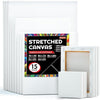 Shuttle Art Canvas for Painting, 15 Multi Pack Stretched Blank Canvas Boards, 4x4, 5x7, 8x10, 9x12, 11x14 Inches (3 of Each), Primed White Painting Canvas, Canvases for Acrylic, Oil Painting