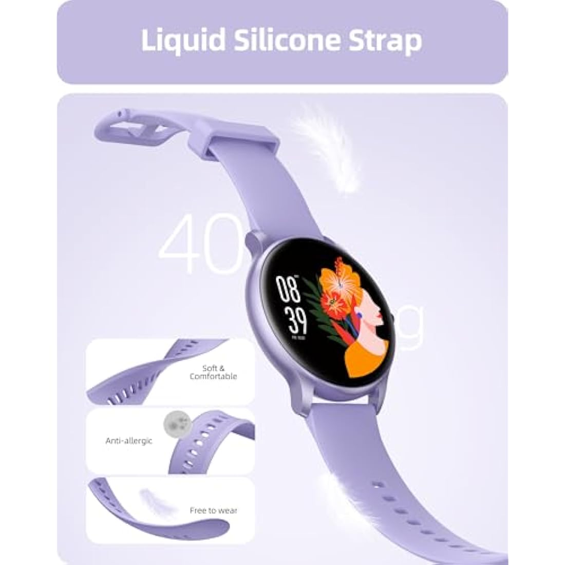 Parsonver Smart Watch(Answer/Make Call), Fitness Watch for Women Men, Smartwatch 100+ Sport Modes IP68 Waterproof, Heart Rate Sleep Monitor, Fitness Tracker for Android iOS, Purple