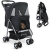 Mobiclinic® Pets Foldable Dog Pram, Up to 15 kg, Ideal for Small Dogs, Pet Stroller, Zuma, Wheels with 360° Brakes, XXL Basket, 3 Windows with Zip and Mosquito Net, Cup Holder (Black)