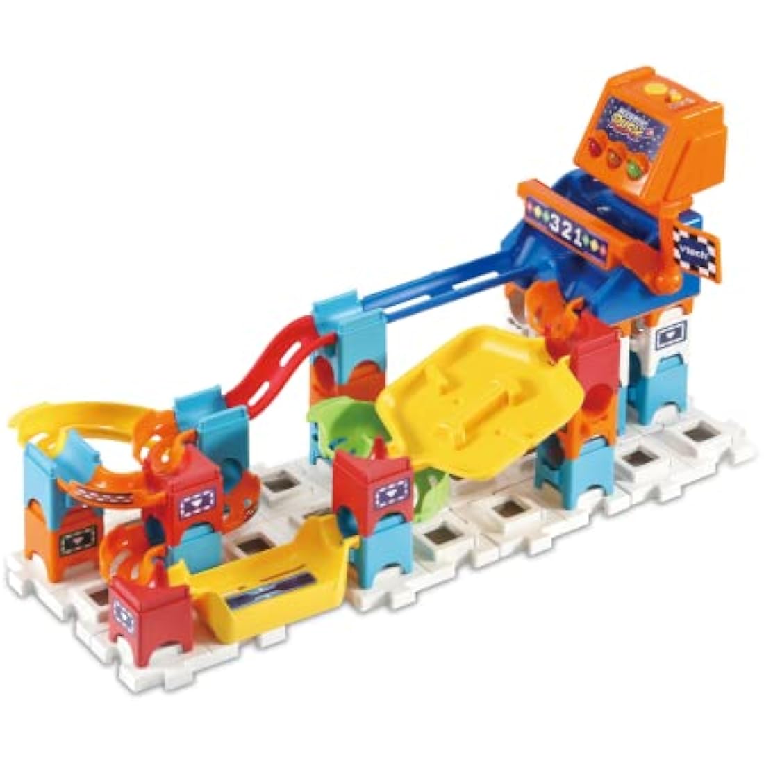 VTech Marble Rush Speedway, Construction Toys for Kids with 5 Marbles and 70 Building Pieces, Electronic Marble Run, Colour-Coded Building Toy, 4 Years +, English Version