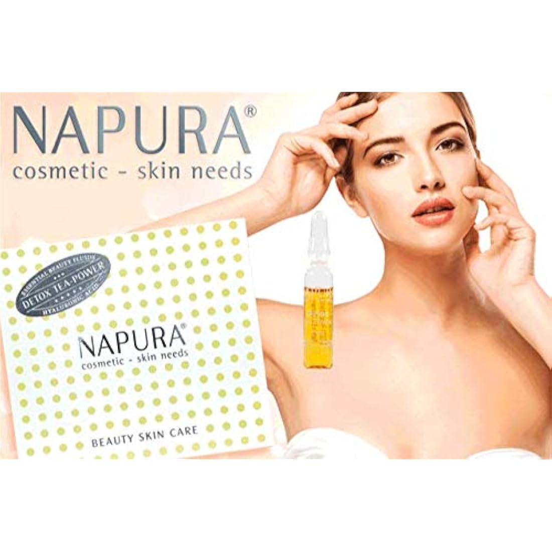 NAPURA Ampoules Detox Tea Power, Hyaluronic Facial Treatment, Care and Protection for Your Skin, Face Care for Dry Skin, 30 x 2 ml