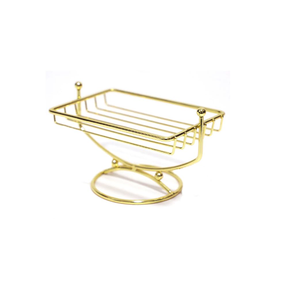 ARFUKA Soap Dish Stainless Steel Soap Basket Soap Saver Soap Sponges Scrubber Holder for Bathroom & Kitchen Gold