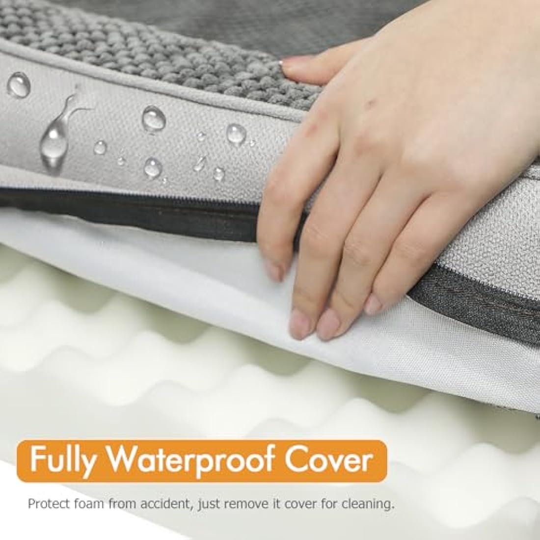 Nepfaivy Dog Bed Extra Large - Waterproof Orthopedic Dog Bed with Pillow Cushions, 111×80cm Soft Extra Large Sofa Bed with Removable and Washable Covers, Dark Grey