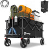 Sekey 200L Folding Festival Trolley with All-Terrain Wheels and Brake, Heavy-Duty Cart Loadable up to 150KG (330LB), Patented Four-Directional Foldable Design, Wagon for Beach Camping Garden, Black