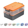 linoroso Bento Lunch Box for Adults with 3 Compartments Lunchbox with Sauce Container and Utensils, Bento Boxes for Microwave and Dishwasher Plastic BPA-Free As Sandwich Snack Salad Box - Lava Orange