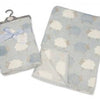 Baby Boys Blue White and Grey Sheep Animals Wrap Blanket 75cm x 100cm approx