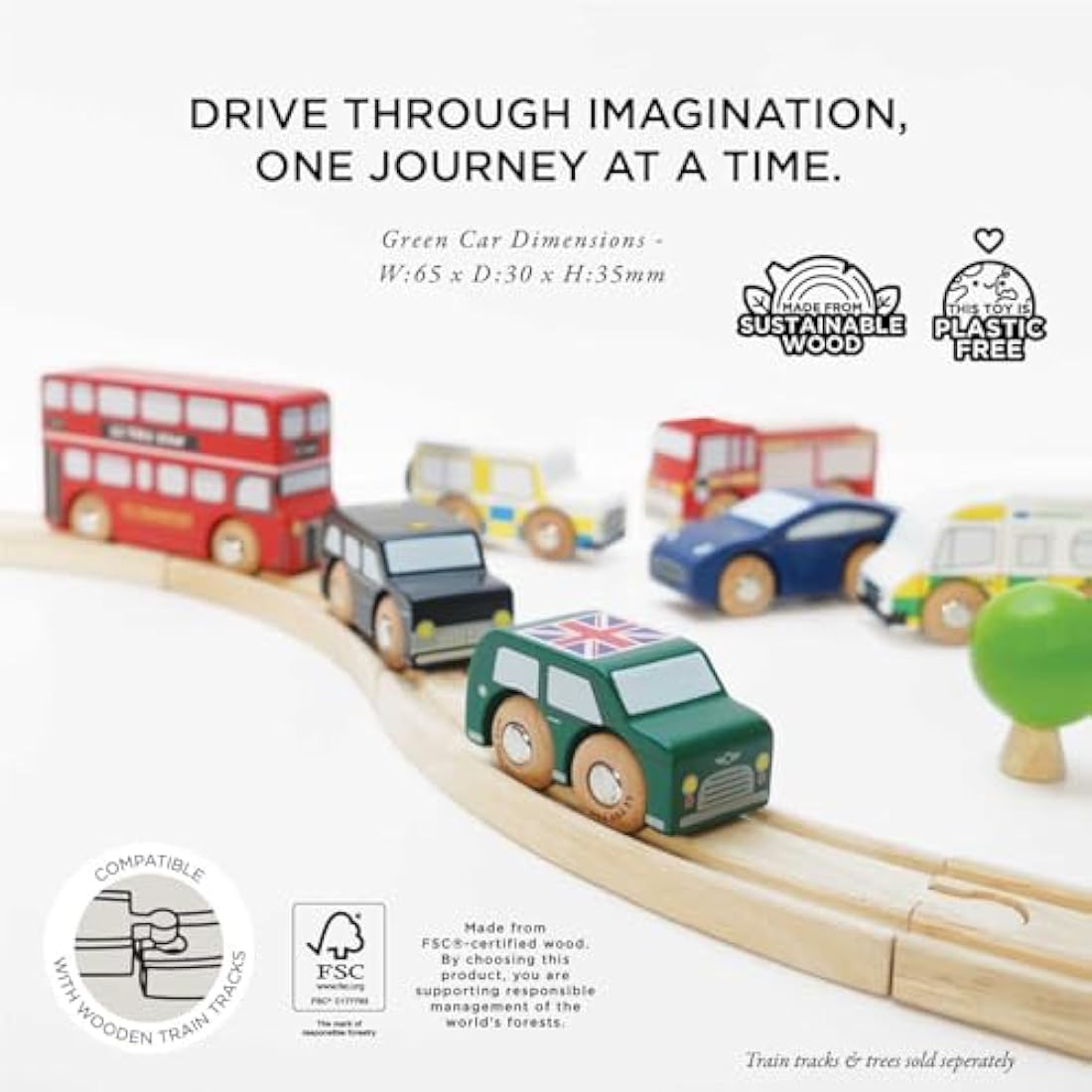 Le Toy Van - Iconic Wooden London Themed Toy Car Play Set - Set 7 Pieces | Play Vehicle Role Play Toys - Suitable For 2 Year Old +