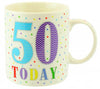 MILESTONE BIRTHDAY MUGS - '50 TODAY' FINE CHINA AND BOXED - LP33523