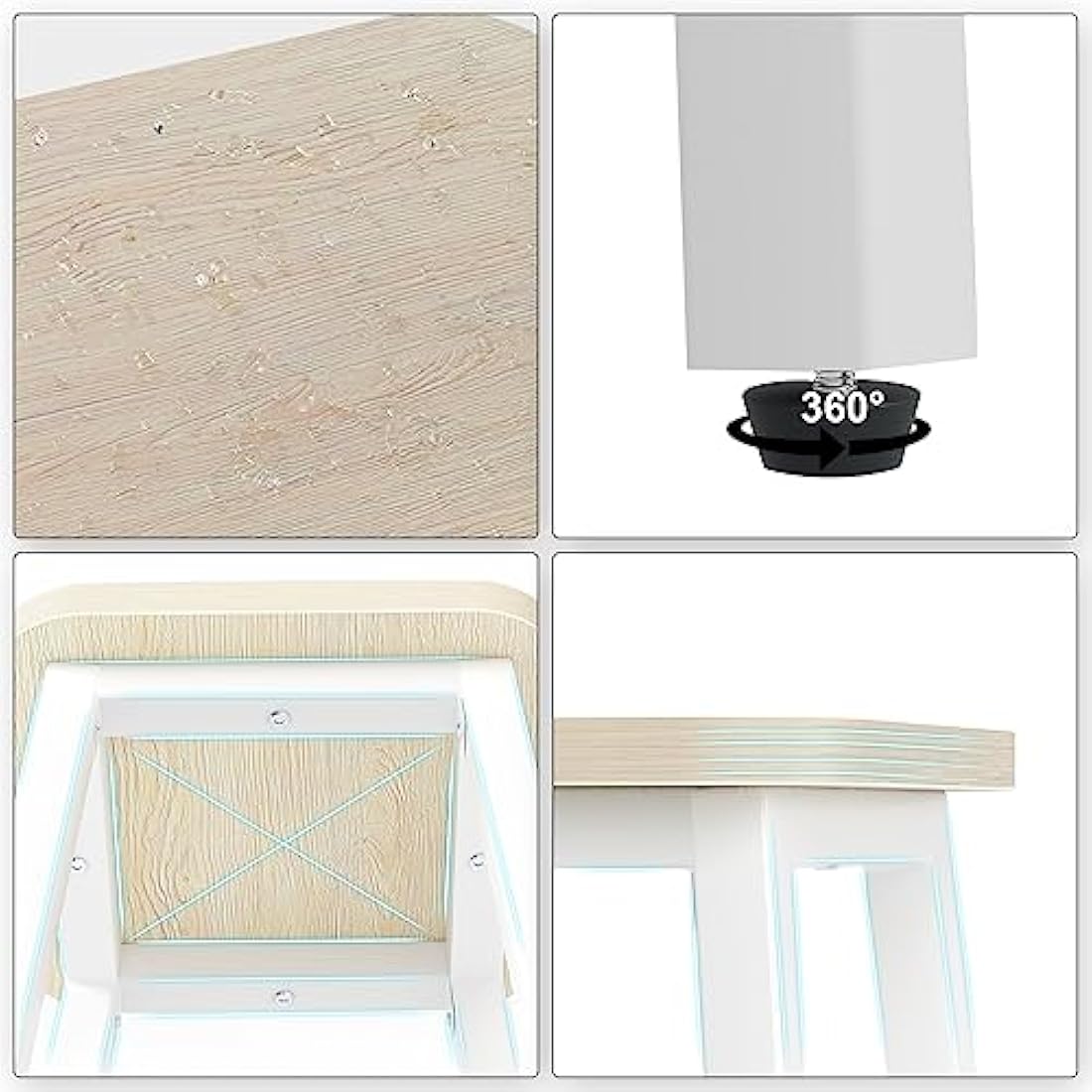 YMYNY Bar Stools Square Base Set of 2, Tall Breakfast Bar Stools with Footrest for Kitchen, Industrial Style, for Dining Room, Party Room, 29.5 x 29.5 x 70CM, Natural & White HBS511R