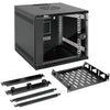 Tecmojo 6U Wall Mount Data Cabinet, 10in Wide 300mm Depth Network Cabinet with Rack Shelf, Brush Panels, Cable Organizer for 10'' AV/IT/Data Devices, 44lbs(20kg) Capacity, Glass Door